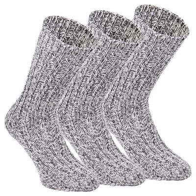 Dicke Norweger Socken Wolle grau-melange