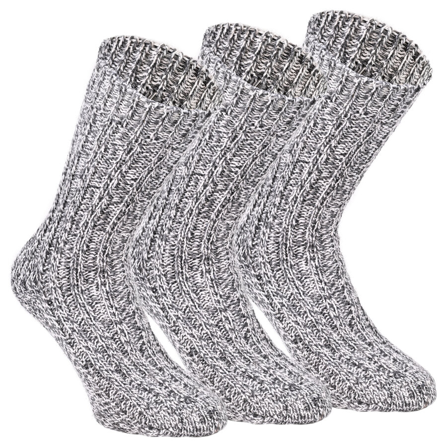 Dicke Norweger Socken Wolle grau-melange