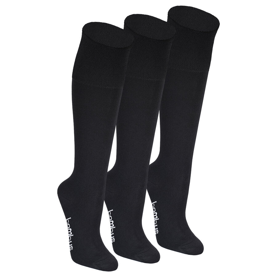 Bambus Kniestrümpfe ohne Gummidruck schwarz