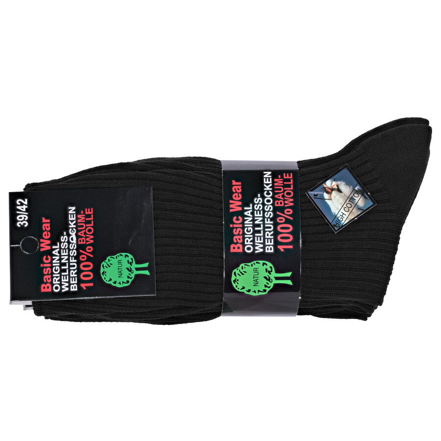 100% Baumwolle Berufssocken schwarz gerippt - 2