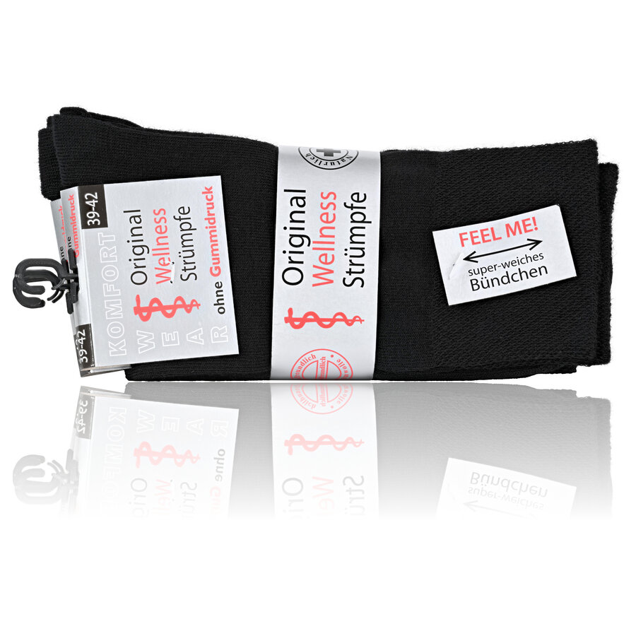 Komfortsocken ohne Gummi-Druck schwarz - 2
