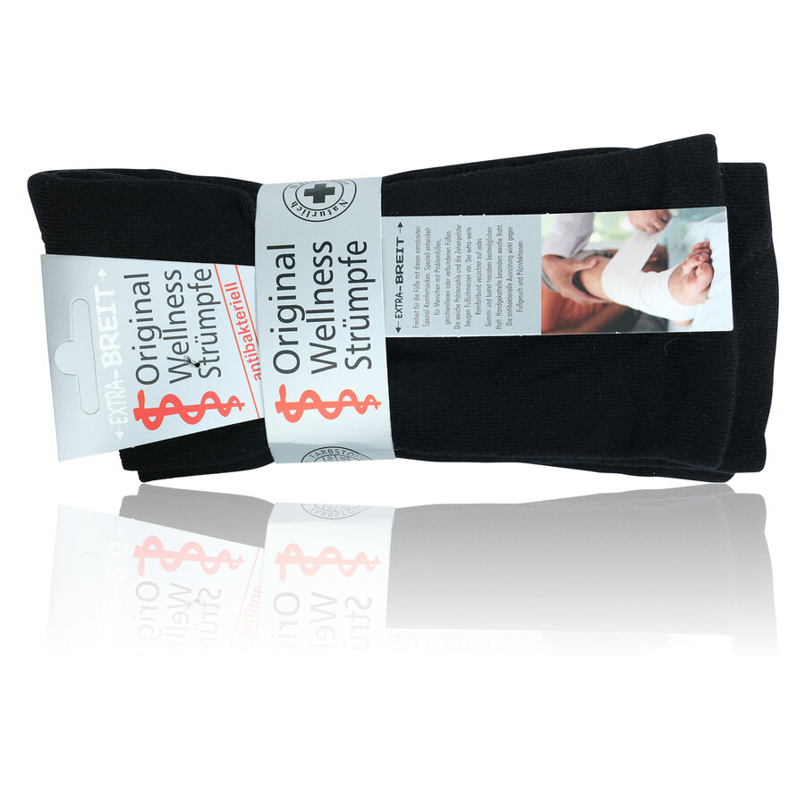 Extra breite weite Komfort-Socken Polster-Sohle schwarz - 2