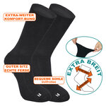 Extra breite weite Gesundheits-Socken Polster-Sohle schwarz - 2