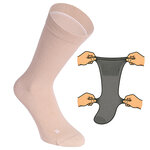 Socken extra breit weit ohne Gummidruck beige - 12