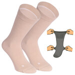 Socken extra breit weit ohne Gummidruck beige - 1