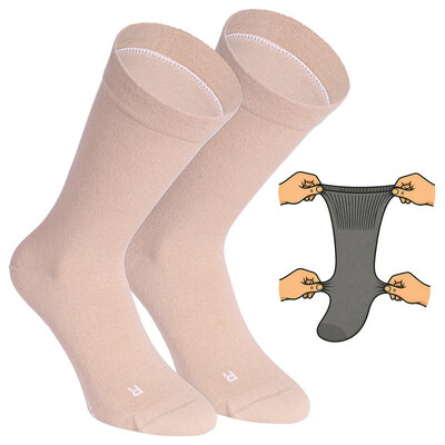 Socken extra breit weit ohne Gummidruck beige