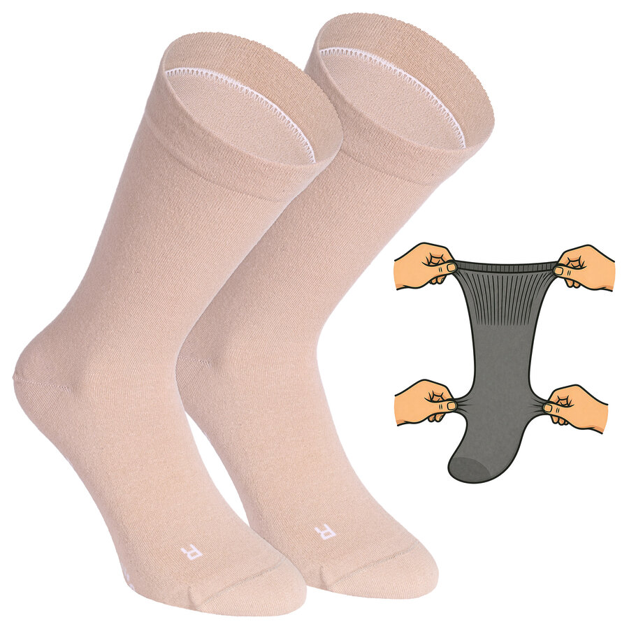 Socken extra breit weit ohne Gummidruck beige