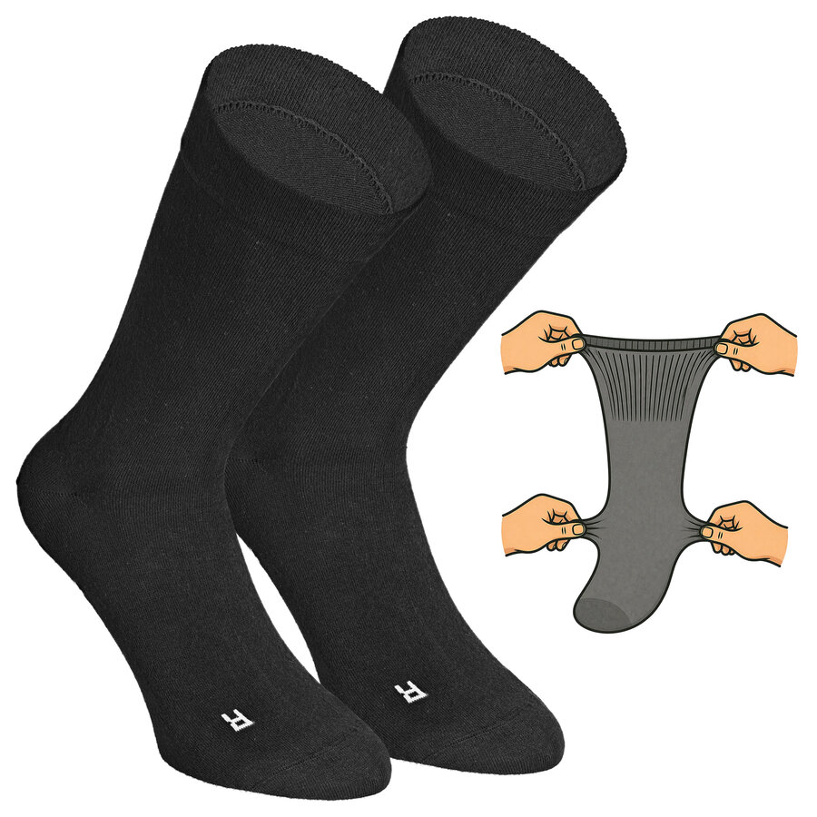Extra breite weite Socken ohne Gummidruck schwarz