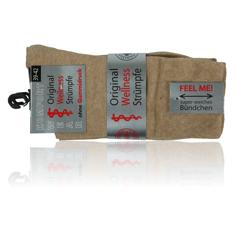 Komfortsocken ohne Gummi-Druck camel-melange - 2