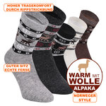 Wollsocken mit Alpakawolle Norweger-Design - 2