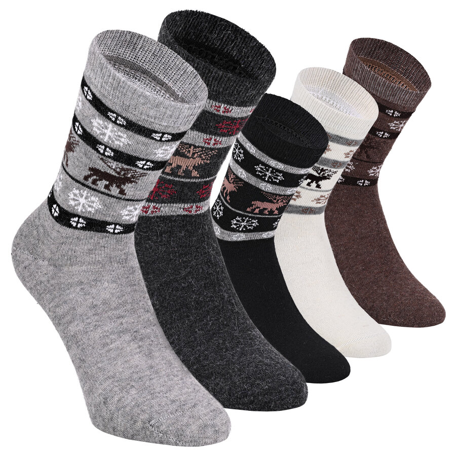 Wollsocken mit Alpakawolle Norweger-Design