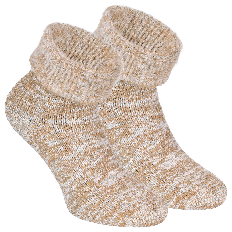 Kuschel Wolle Socken beige