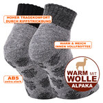 Dicke Alpaka Wolle Sneaker Socken ABS Noppen grau - 2