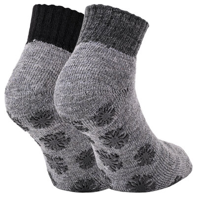 Dicke Alpaka Wolle Sneaker Socken ABS Noppen grau