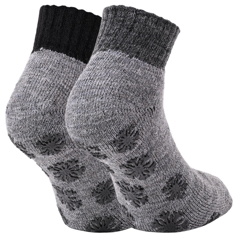 Dicke Alpaka Wolle Sneaker Socken ABS Noppen grau