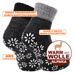 Dicke Alpaka Wolle Kurz-Socken ABS Noppen anthrazit - 2