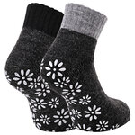 Dicke Alpaka Wolle Kurz-Socken ABS Noppen anthrazit - 1