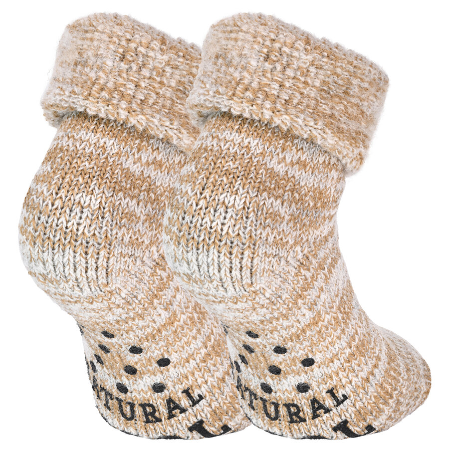 Kuschel-Wollsocken ABS-Noppen beige-melange