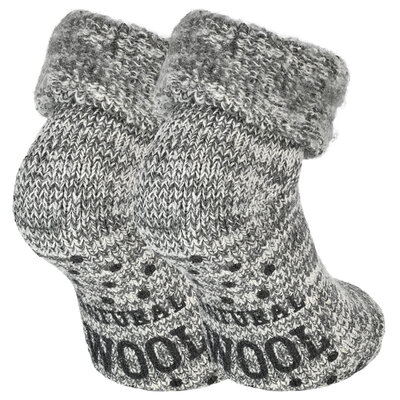 Kuschel-Wollsocken ABS-Noppen grau-melange