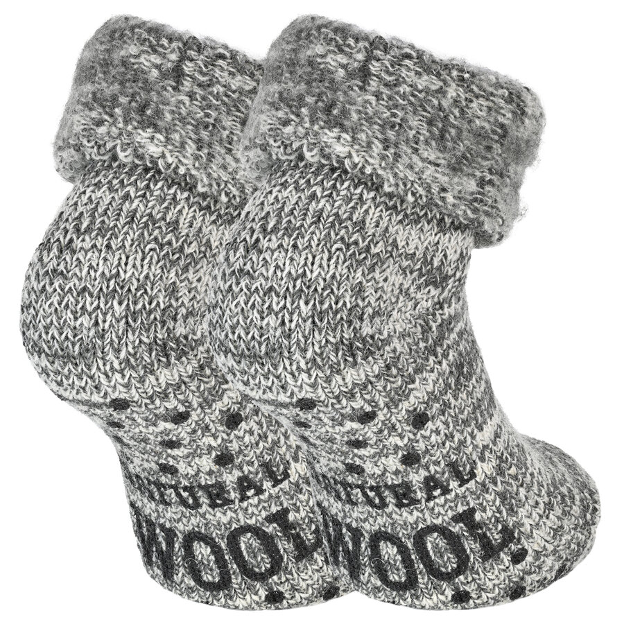 Kuschel-Wollsocken ABS-Noppen grau-melange
