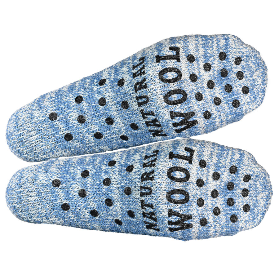 Kuschel-Wollsocken ABS-Noppen blau-melange - 4