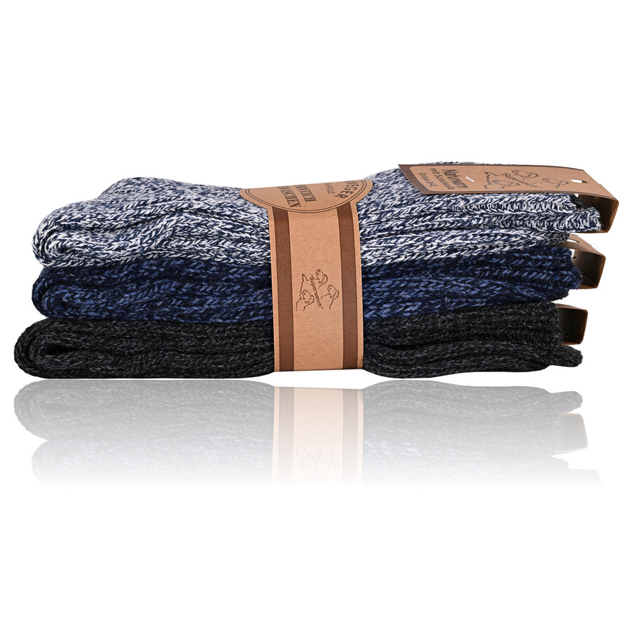 Norwegersocken Schafwolle Grobstrick melange-mix - 14