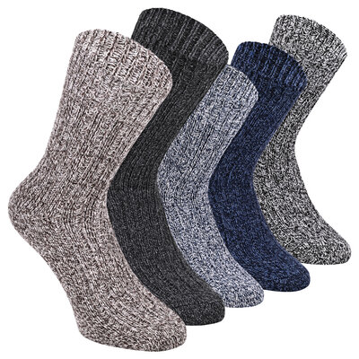Norwegersocken Schafwolle Grobstrick melange-mix