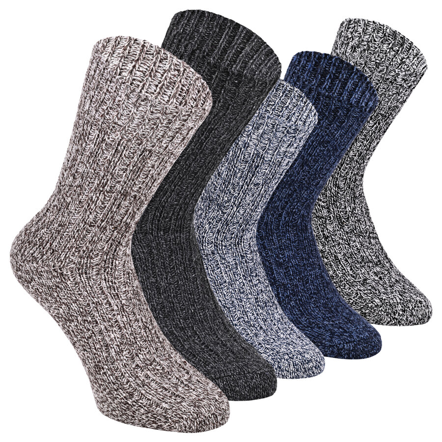 Norwegersocken Schafwolle Grobstrick melange-mix