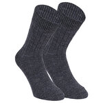 Alpaka-Wolle Socken gerippt anthrazit - 1