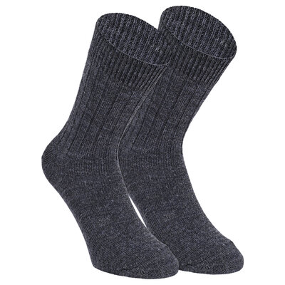 Alpaka-Wolle Socken gerippt anthrazit