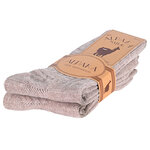 Alpaka-Wolle Socken gerippt beige - 3
