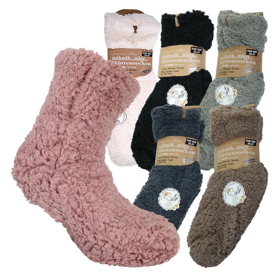 Määäähga Hüttensocken ABS-Noppen Doppel-Teddy Antonio