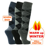 Thermo Kniestrümpfe karo ARGYLE Rautenmuster - 2