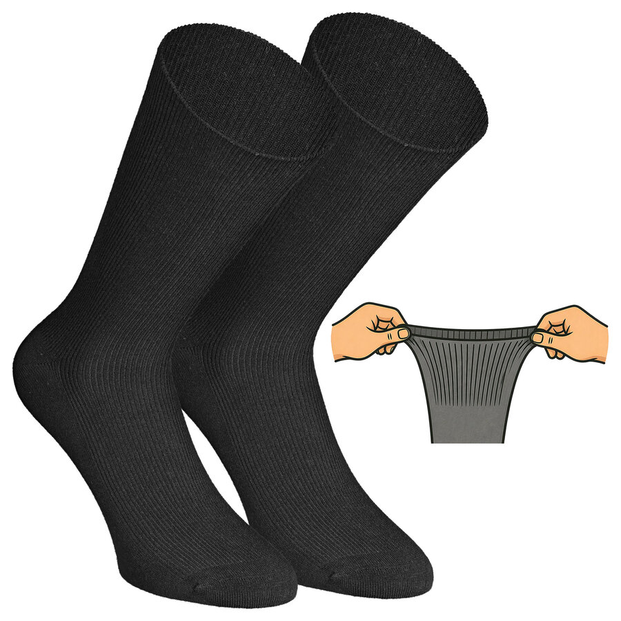 Diabetikersocken ohne Gummidruck Baumwolle gerippt schwarz