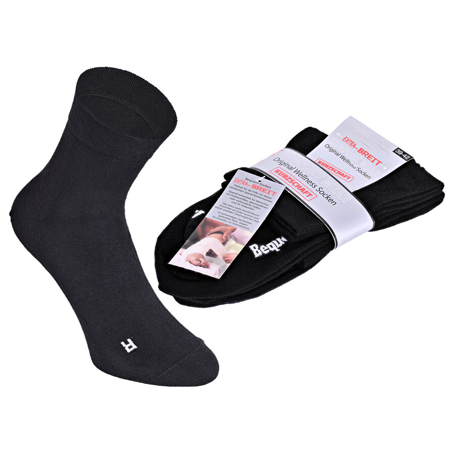 Kurze extra breite weite Socken schwarz - 9