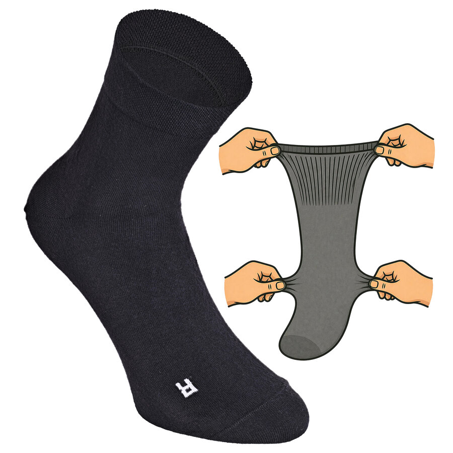 Kurze extra breite weite Socken schwarz - 5