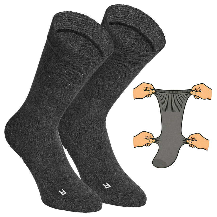 Extra breite weite Socken ohne Gummidruck anthrazit