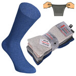 Diabetikersocken ohne Gummidruck Baumwolle gerippt natur-grau-blau-mix - 47