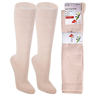 Reise-Stütz-Kniestrümpfe mit Kompression beige