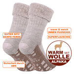 Dicke Alpaka Wolle Homesocks ABS-Noppen beige - 2