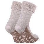 Dicke Alpaka Wolle Homesocks ABS-Noppen beige - 5