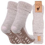 Dicke Alpaka Wolle Homesocks ABS-Noppen beige - 1