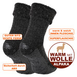 Dicke Alpaka Wolle Homesocks ABS-Noppen anthrazit - 2