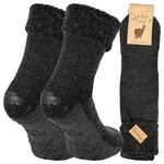 Dicke Alpaka Wolle Homesocks ABS-Noppen anthrazit - 1