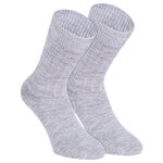 Alpaka Socken mit Wolle gerippt grau - 1