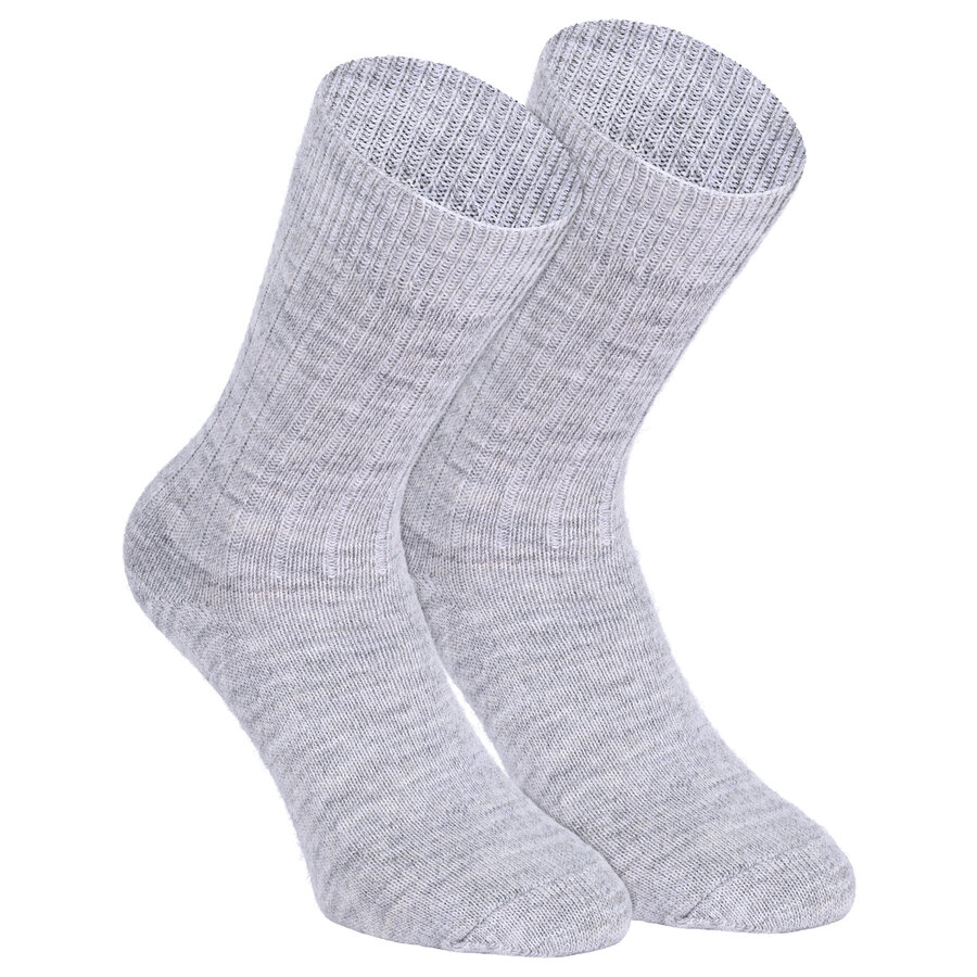 Alpaka Socken mit Wolle gerippt grau