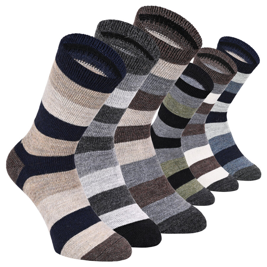 Alpaka-Wollsocken Blockstreifen Naturtöne
