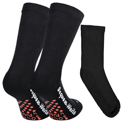 Extra breite weite Noppen-Socken ohne Gummidruck Polsterung schwarz