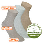 Kurzsocken ohne Gummidruck Baumwolle natur-beige-mix - 2