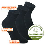 Kurzsocken ohne Gummidruck Baumwolle schwarz - 2